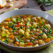 PRODUTO CONGELADO.FOTO ILUSTRATIVA.CARNE DESFIADA,LEGUMES,FEIJAO BRANCO,MACARRAO E CONDIMENTOS