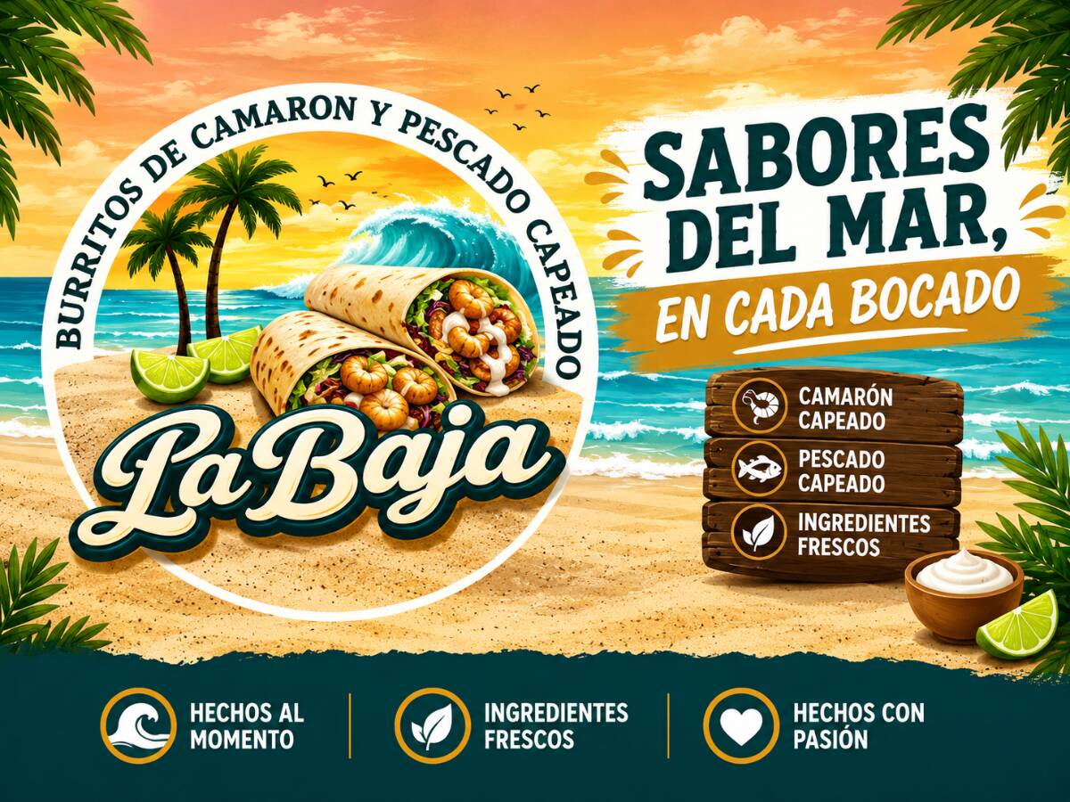 LA BAJA BURRITOS DE CAMARON Y PESCADO