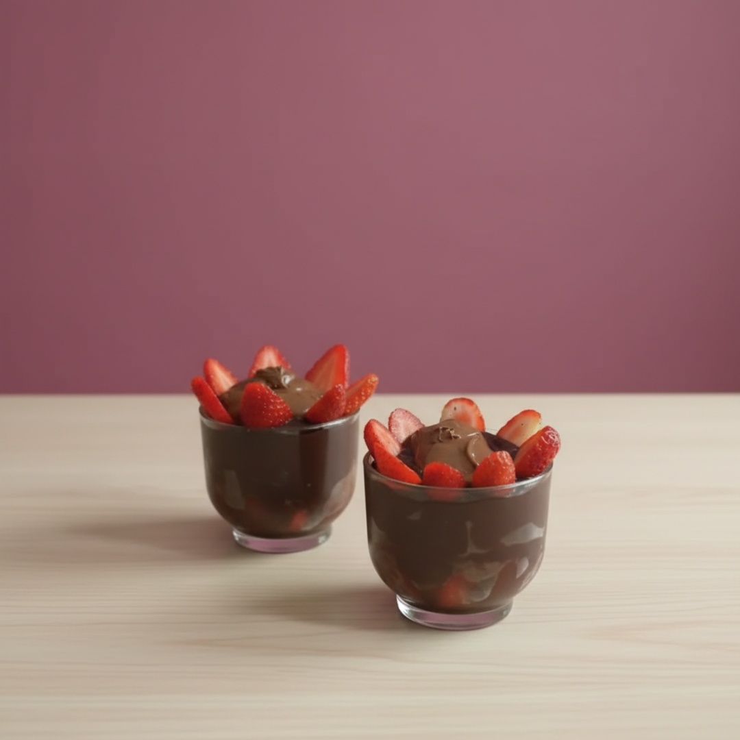 Açaí, morango, creme de avelã e leite em pó