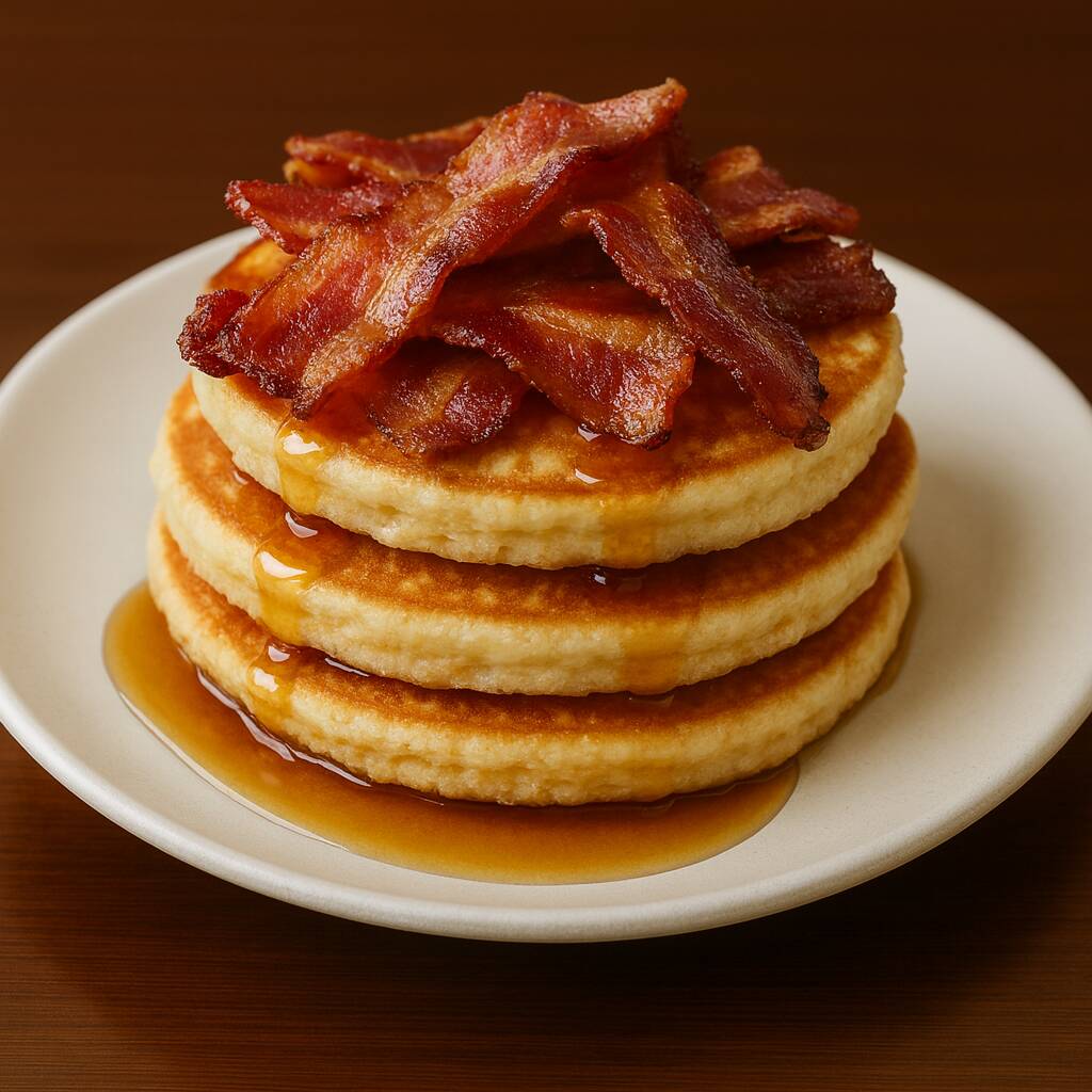 3 Hot Cakes con Tocino y Maple