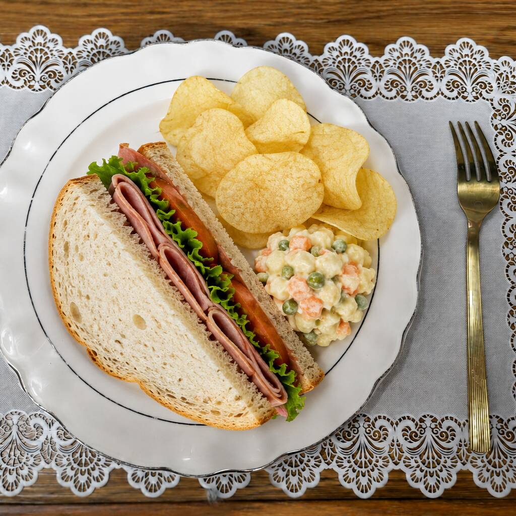 Combo Sandwich con Ensalada, Papas y Café