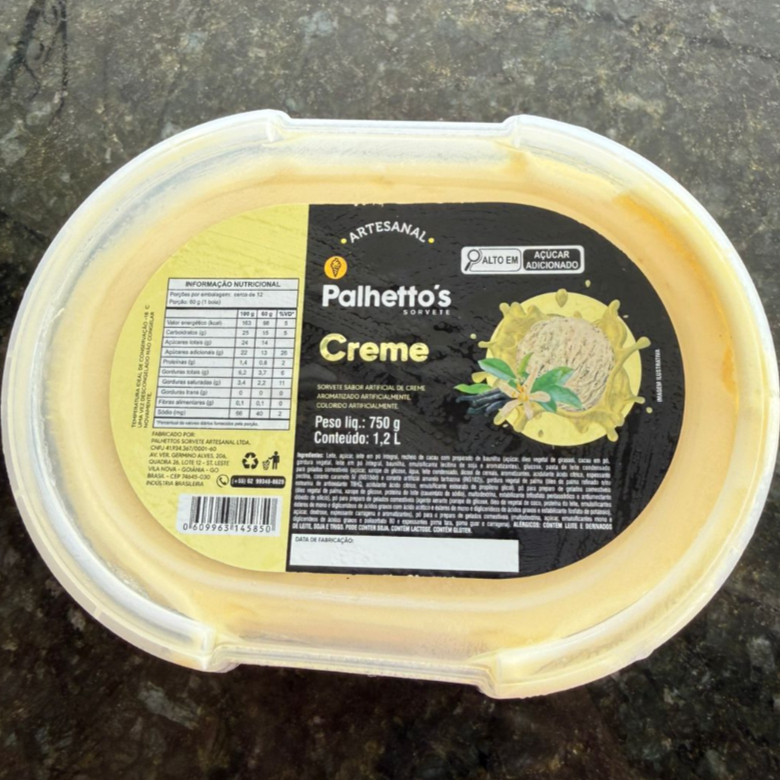 SORVETE CREMOSO DE CREME