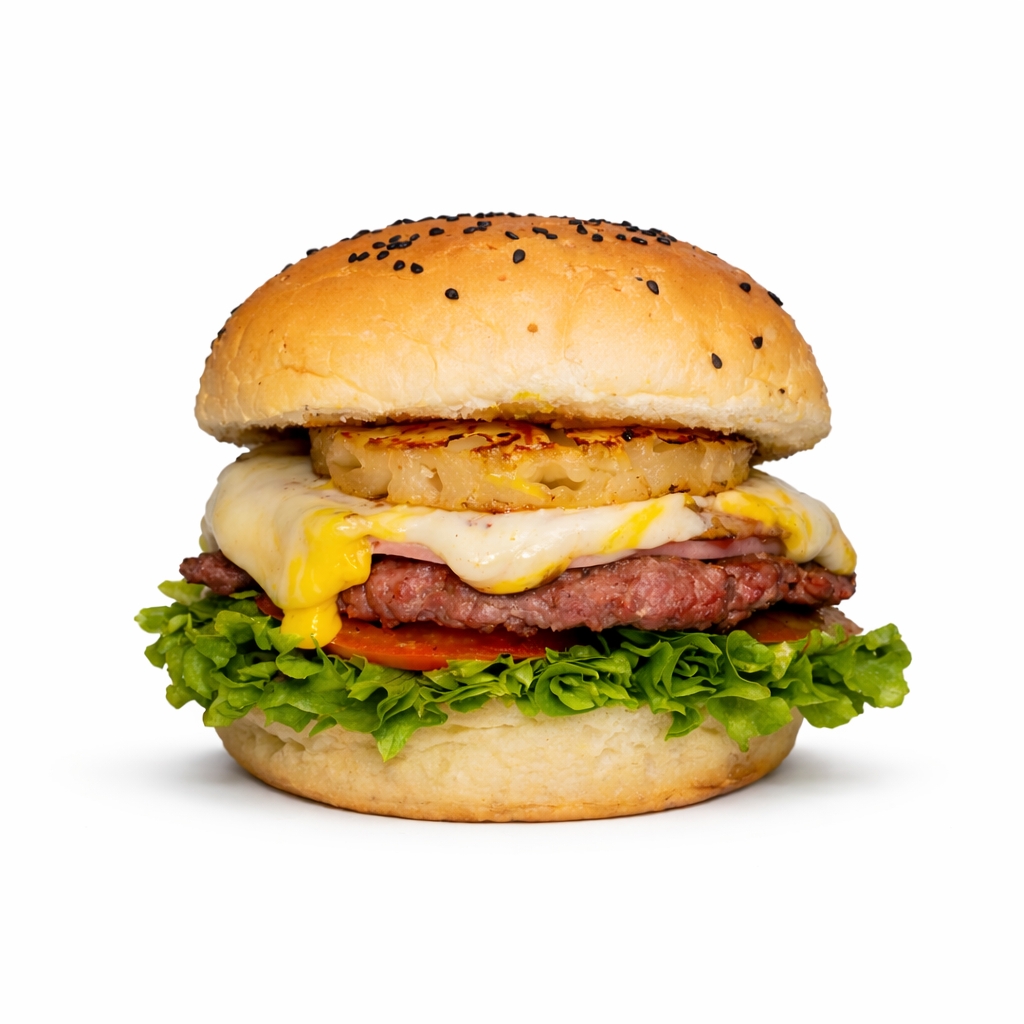 Hamburguesa Hawaiana con Papas