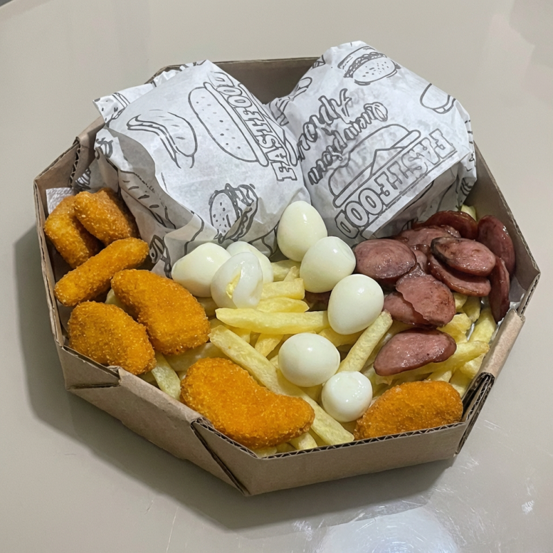casa 2 x-tudo batata frita + calabresa + nuggets