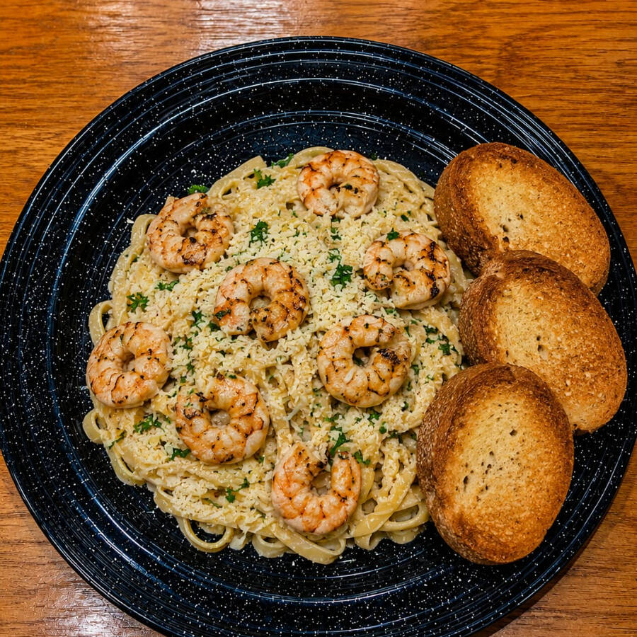 Fettuccine Cremoso con Camarones