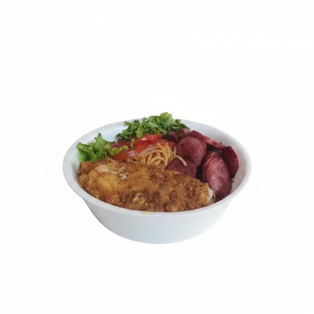 Feijão, Arroz, Macarrão, Salada e farofa