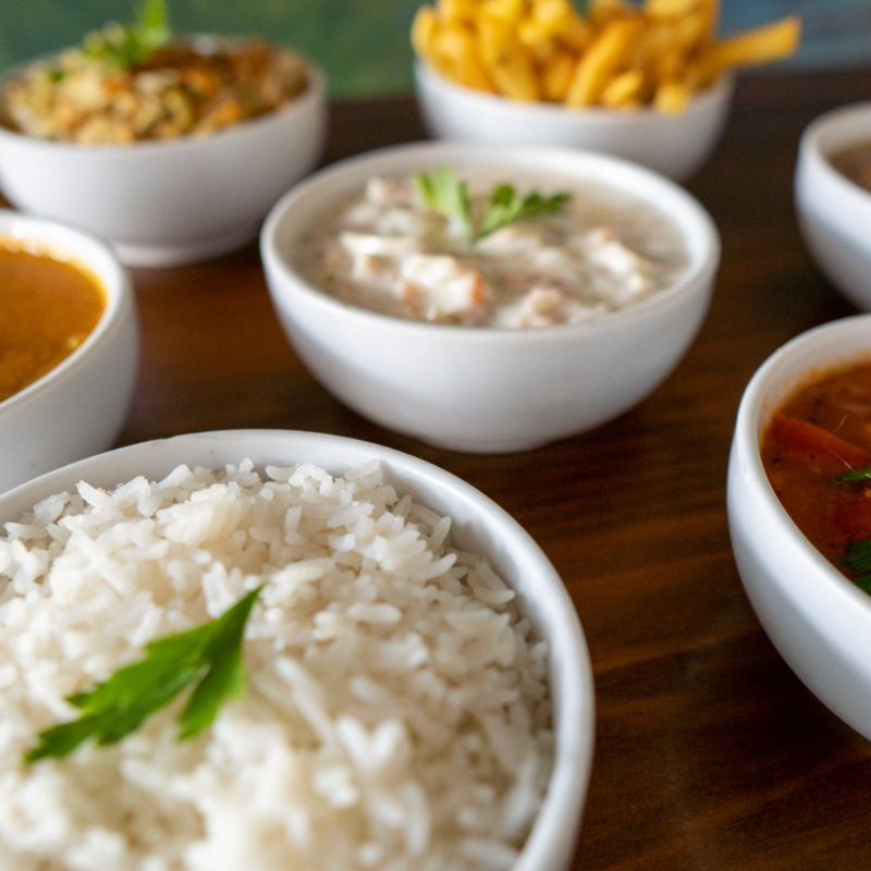 arroz, cebola e alho