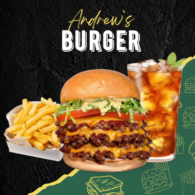 Hamburguesa Triple + papas + Te helado