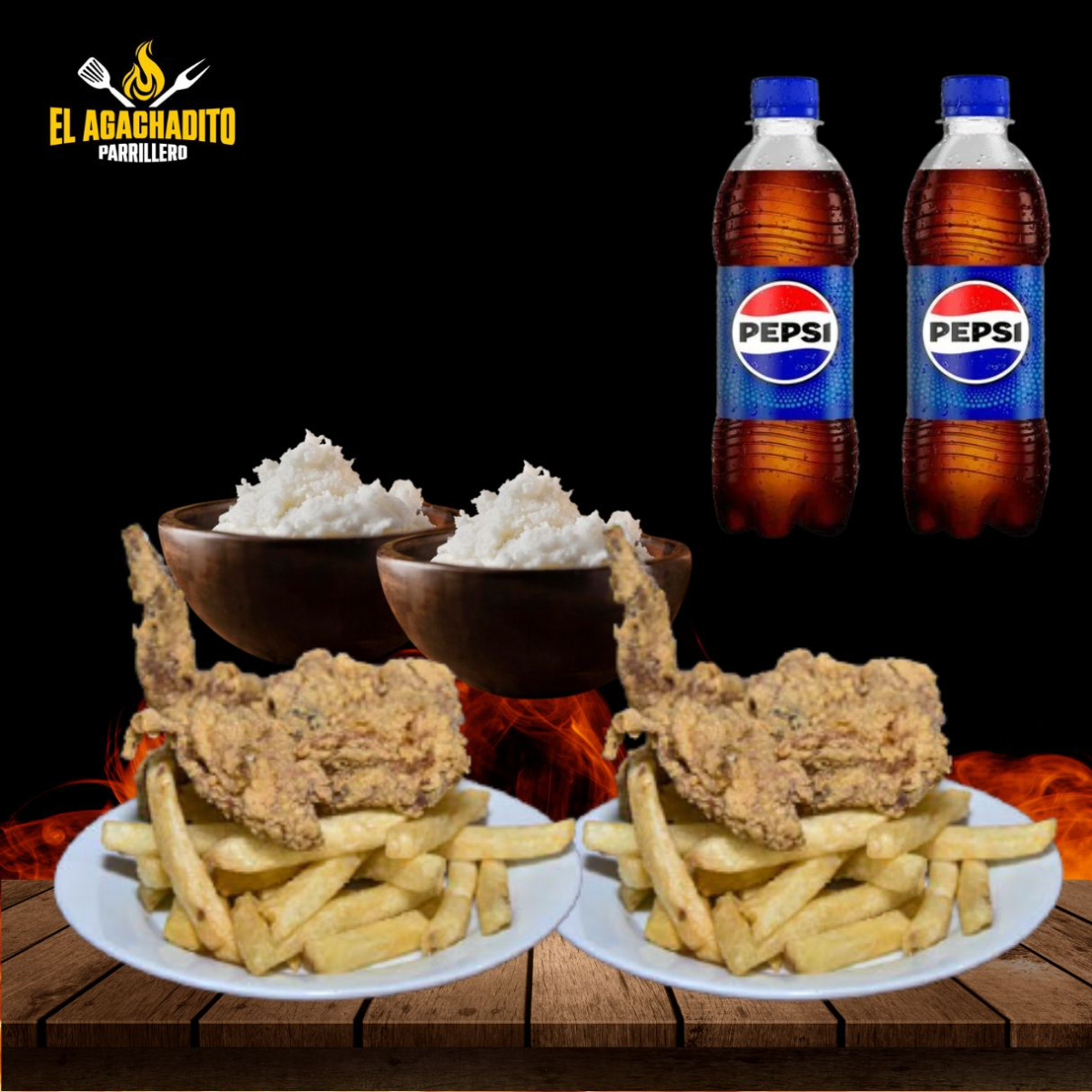 2 Alas Broasters + 2 Gaseosas Heladas