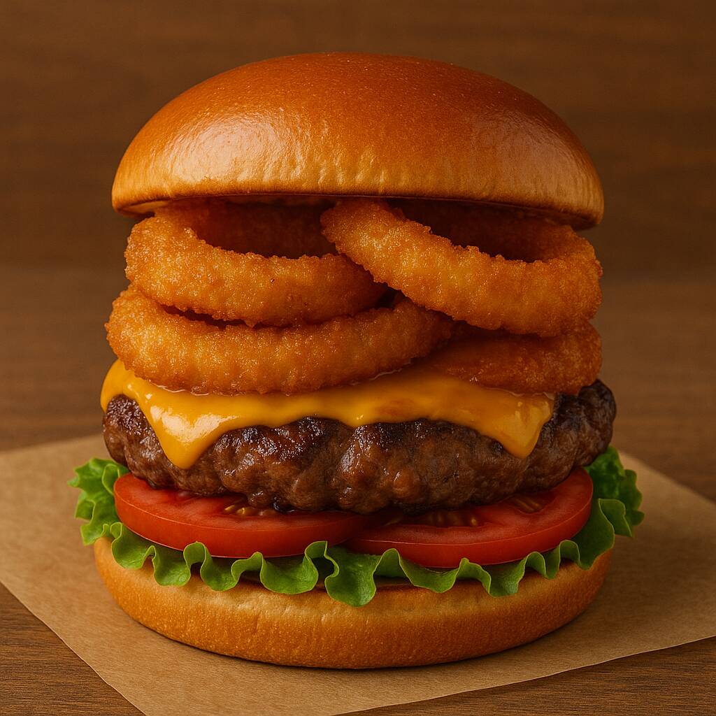 Hamburguesa aros de cebolla