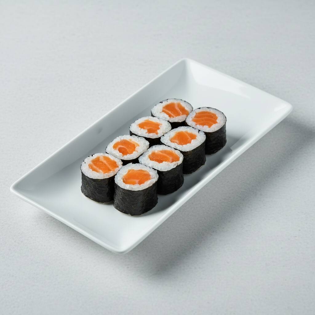 Nori, arroz e salmão