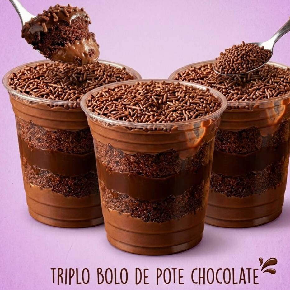 3 Bolos de Pote Chocolate
