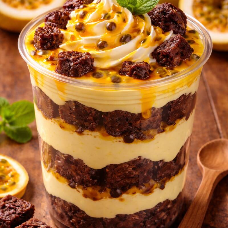 Brownie creme de maracujá trufado