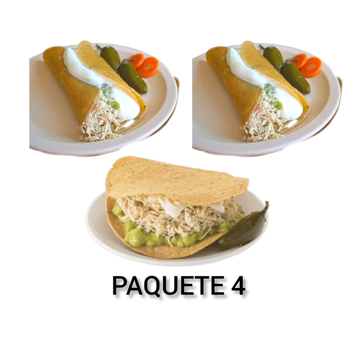 PAQUETE 4* (2 Tacos Gde+ 1 Tos Ch)