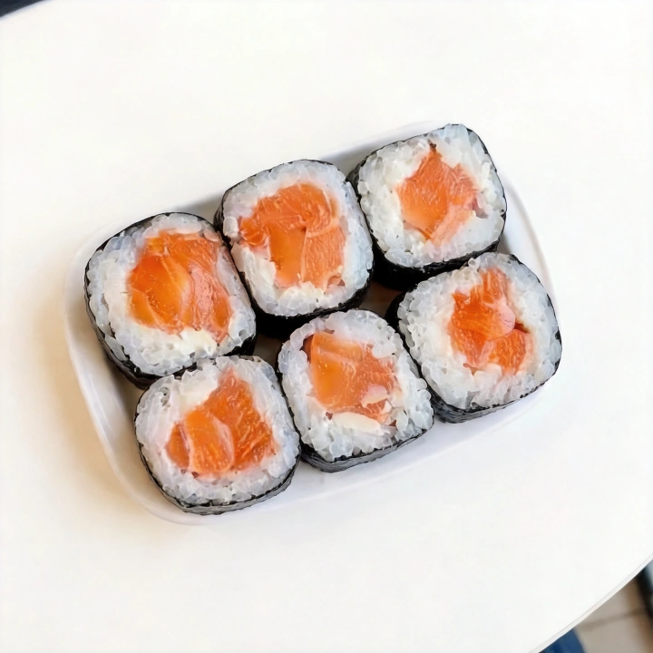 Clássico enroladinho fino com alga por fora, recheado com salmão fresco e cream cheese. Simples, saboroso e perfeito para quem gosta de sushi leve e delicado.