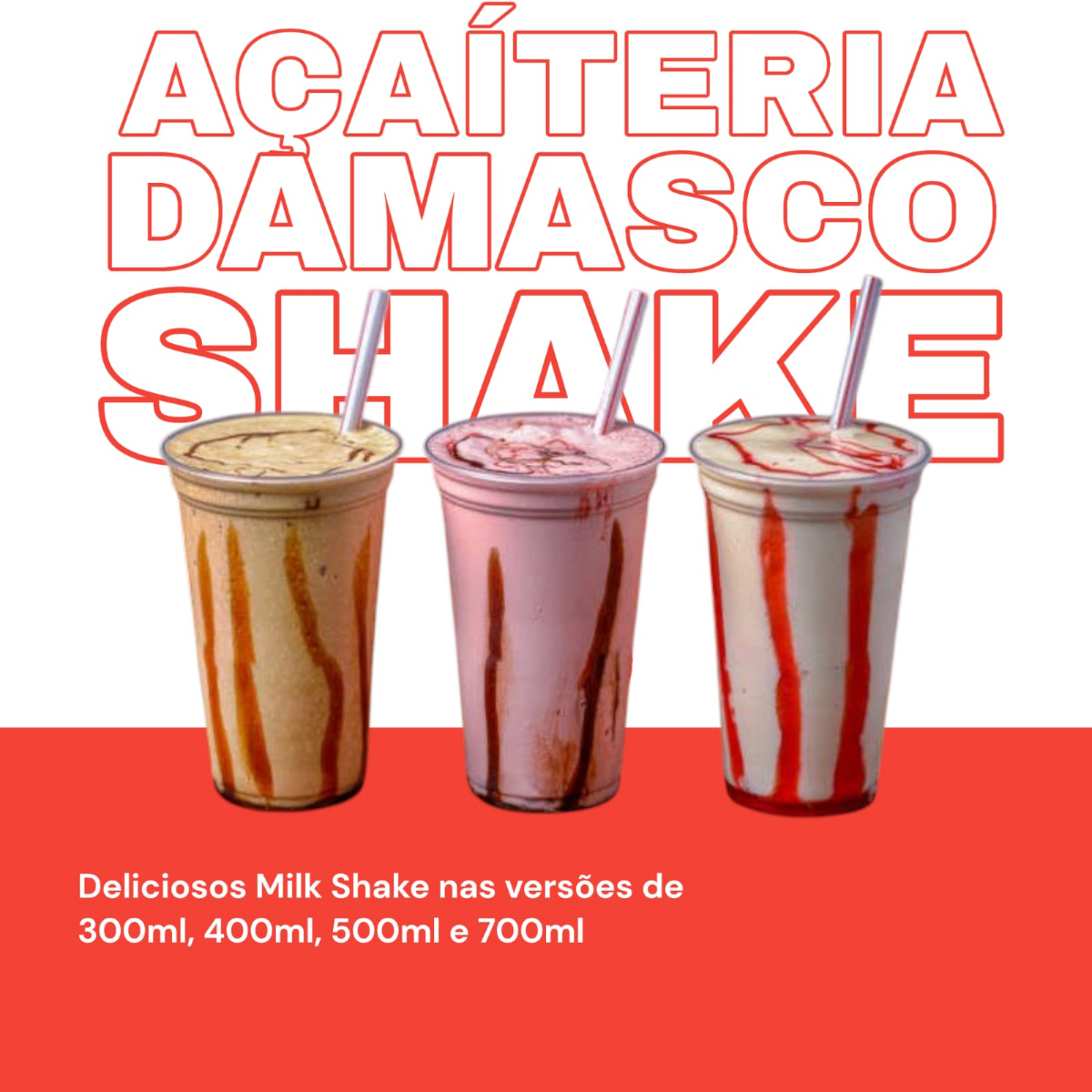 300ml de Milk Shake + Cobertura (consultar sabores disponíveis)