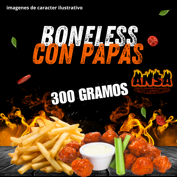 300 GRAMOS DE BONELESS CON PAPAS