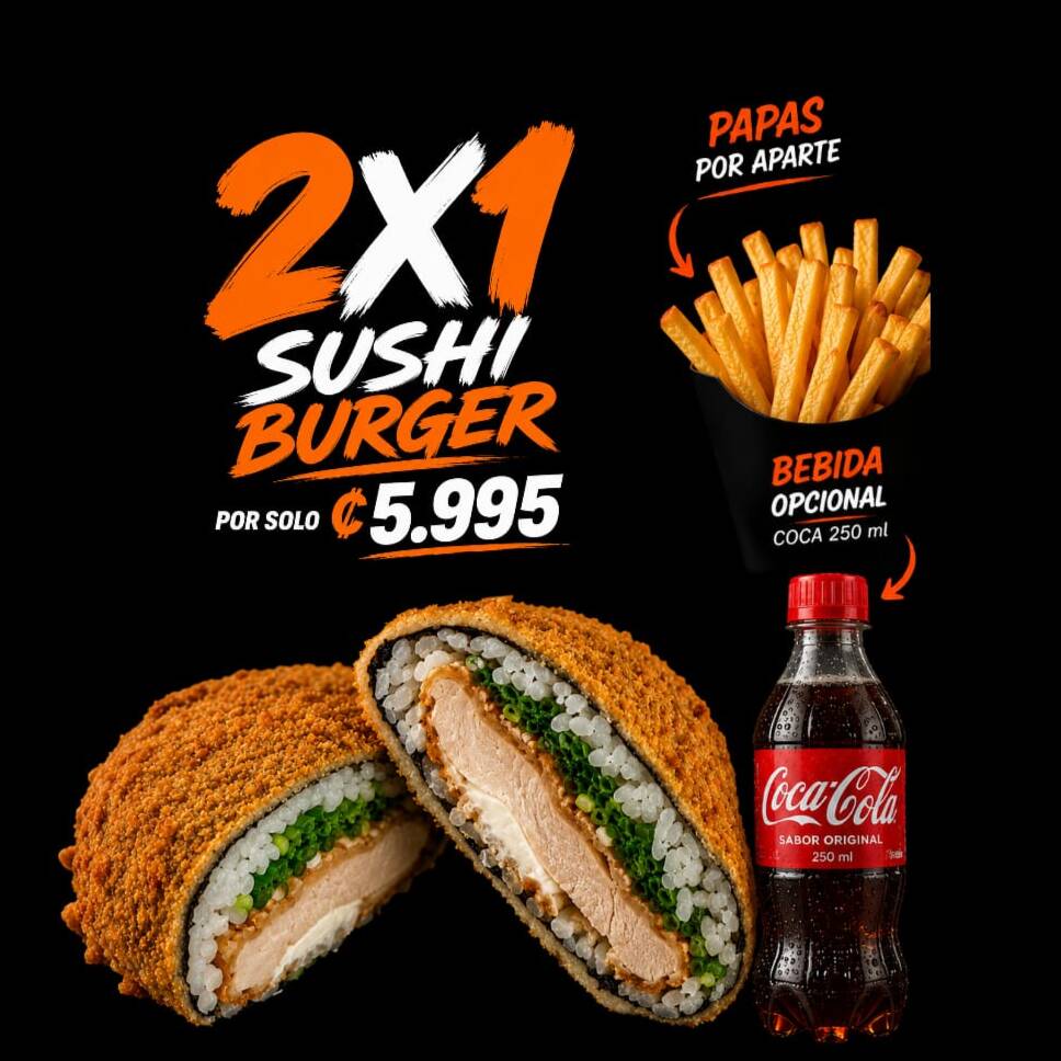 2x1 SUSHI BURGER EMPANIZADAS + SALSA DULCES