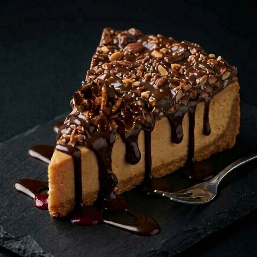 Cheesecake de Nuez, Cajeta y Chocolate