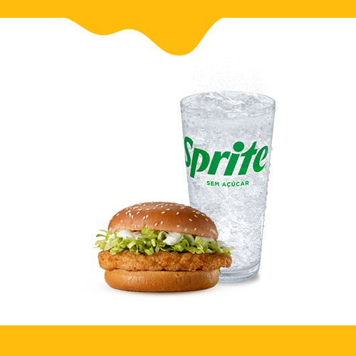 Bateu aquela #Fomedemequi. Escolha 1 (um) Chicken entre as opções: 10 (dez) Chicken McNuggets, McChicken ou Mccrispy Chicken Legend e 1 (uma) bebida. Imagem Meramente Ilustrativa.