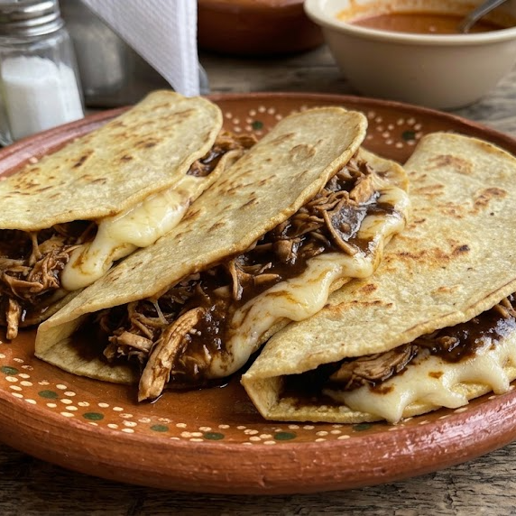 Quesadillas de Harina Pollo en Mole