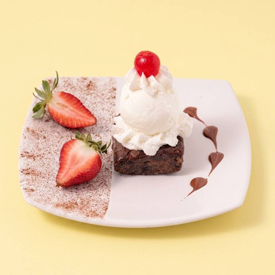 Brownie con helado