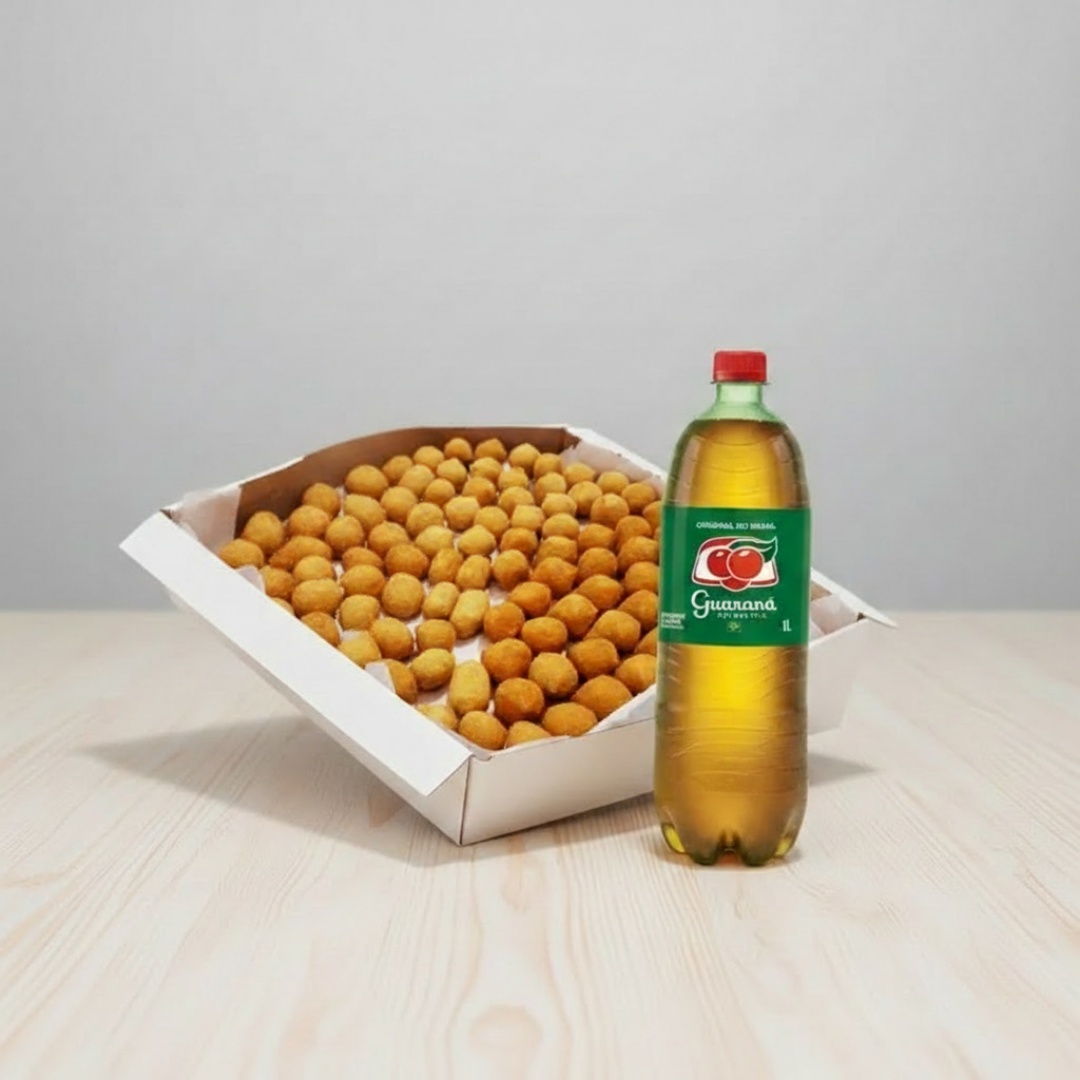 Combo Casal vem com 50 minis salgados, preparados com todo cuidado e sabor, ideais para matar a fome a dois. Para acompanhar, 1 Guaraná de 1 litro, geladinho e refrescante. E para adoçar ainda mais o momento,(ganhe 2 bombons).