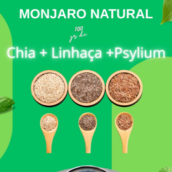 Kit monjaro: psylium em pó, Farinha de chia e farinha de semente linhaça. 100gr de cada