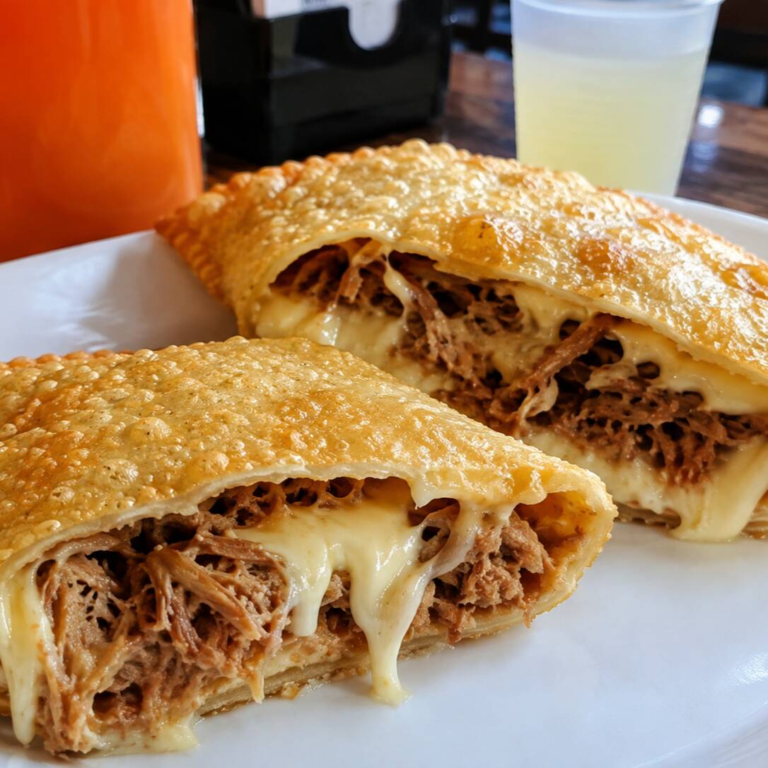 Pernil desfiado, suculento e bem temperado, combinado com o irresistível Catupiry cremoso. Uma combinação que une o sabor marcante do pernil à cremosidade do recheio, tudo envolvido em uma massa crocante e douradinha. Uma verdadeira explosão de sabor! 🤤