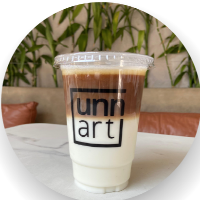 Leite gelado, espresso duplo e Gelo