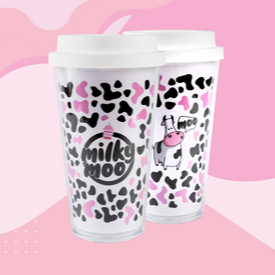 Copo de acrílico para café malhado branco, com tampa de plástico branca.
Capacidade 500ml.