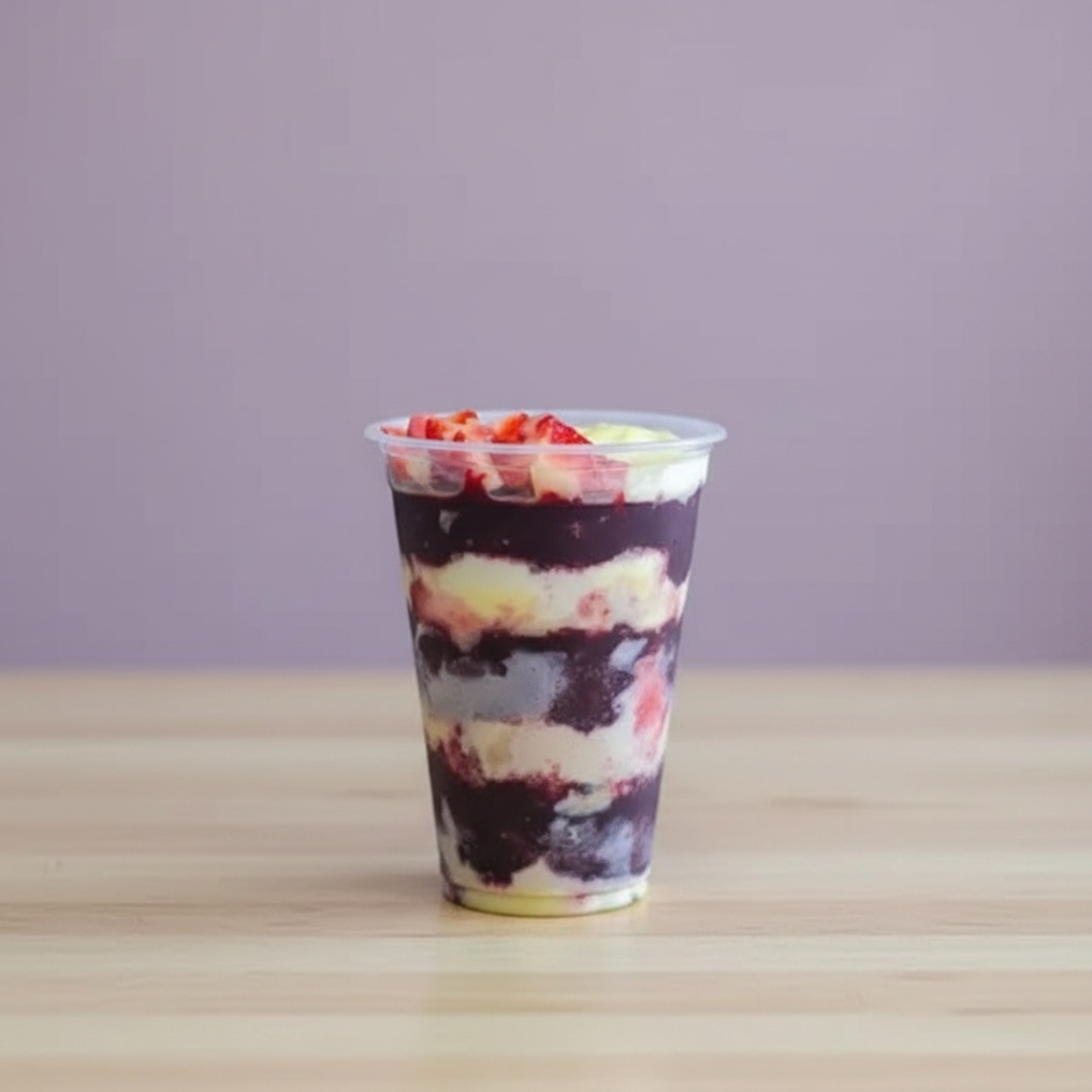 Açaí, morango, creme de Ninho e leite em pó