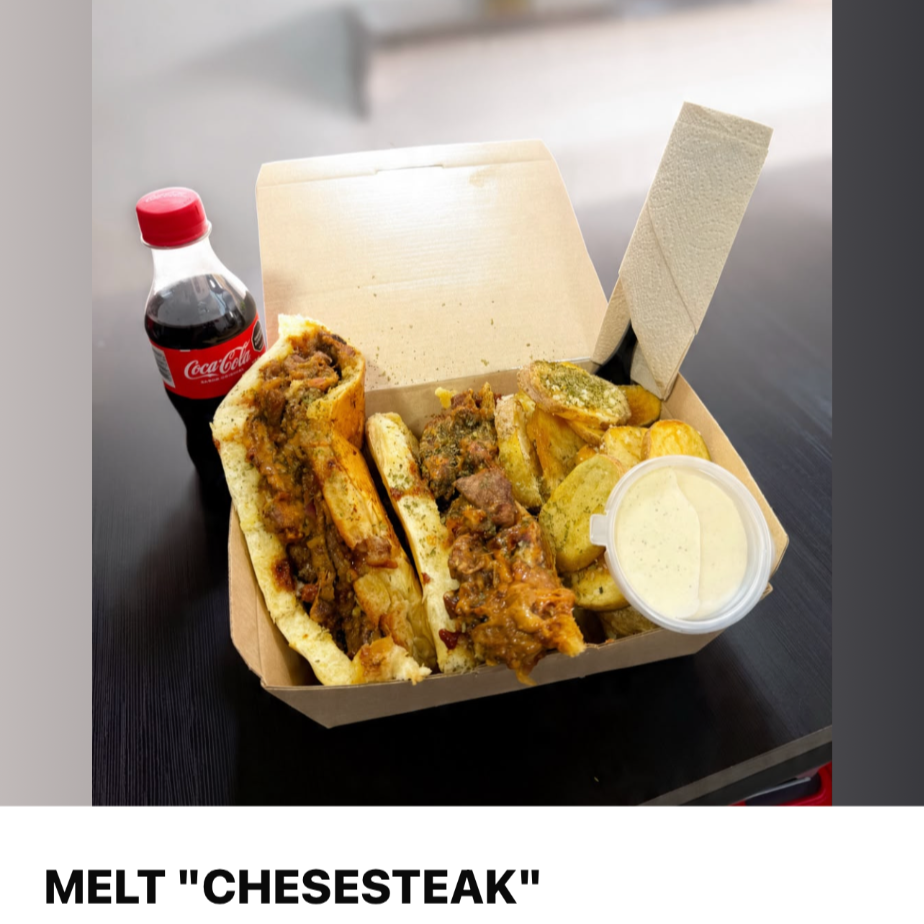 Combo MELT "CheeseSteak" + Papas + Gaseosa