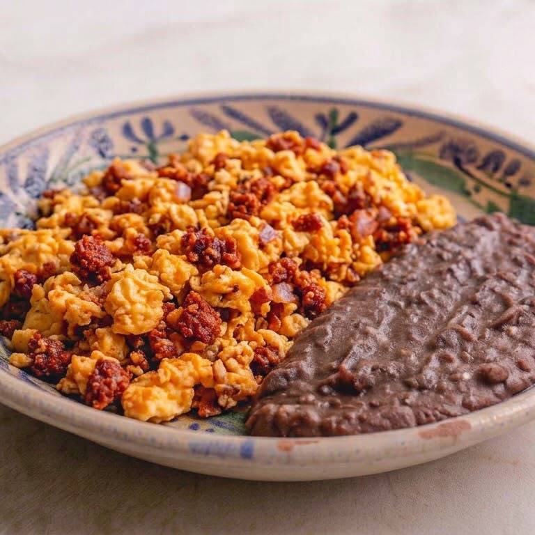 huevos revueltos con chorizo