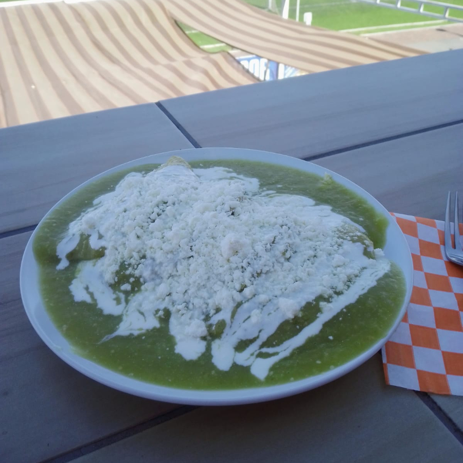 Enchiladas Verdes con pollo ó bistec