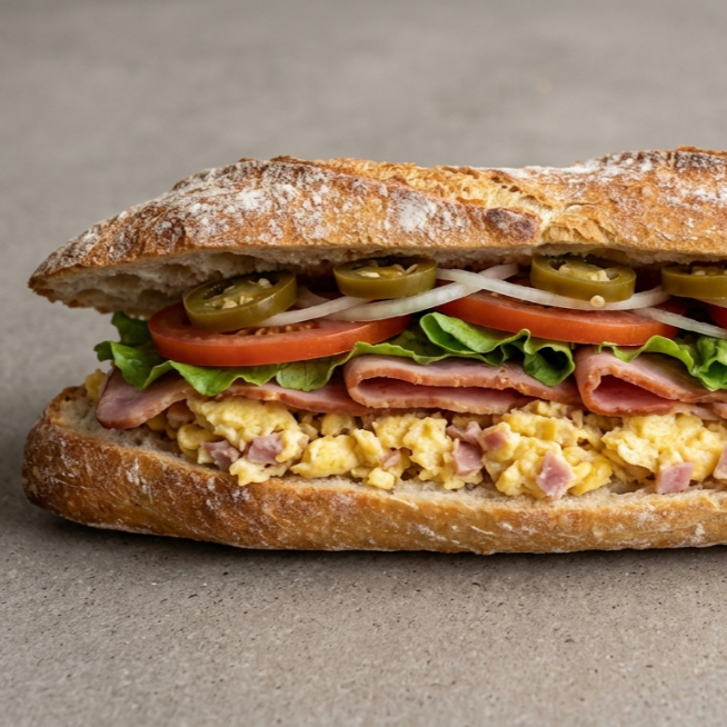 Baguette de Huevo con Jamon