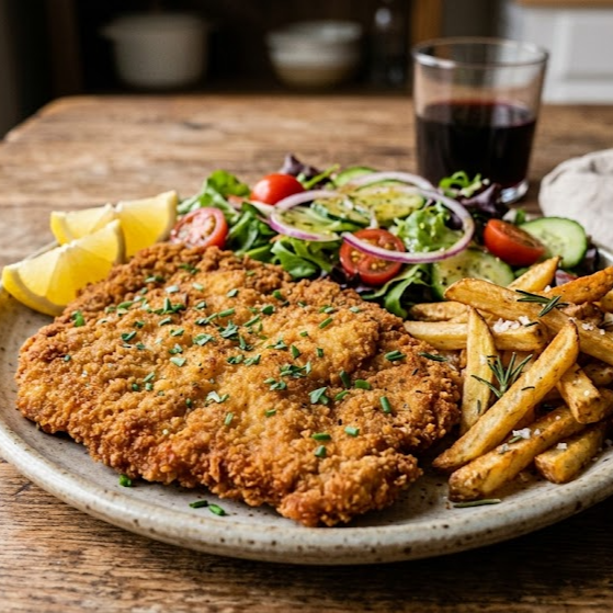 Milanesa con Ensalada y Papas