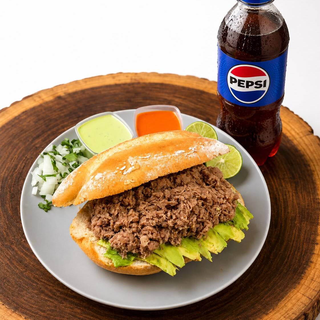 Torta de Barbacoa Don Rafa con refresco
