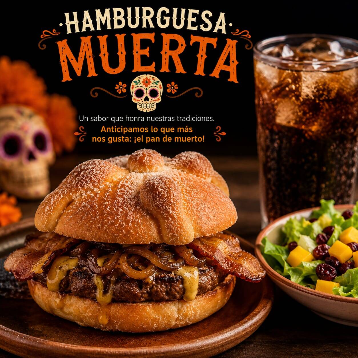 Hamburguesa Muerta + Ensalada + Bebida