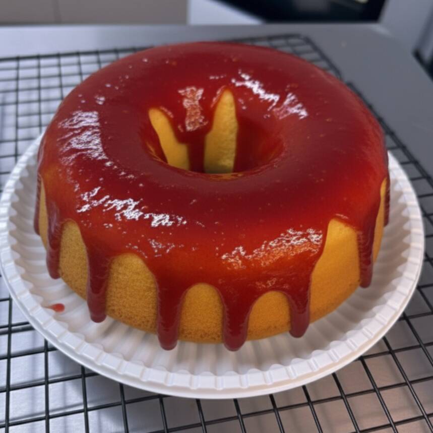 Bolo de fuba fofinho com uma cobertura deliciosa de goiabada cremosa