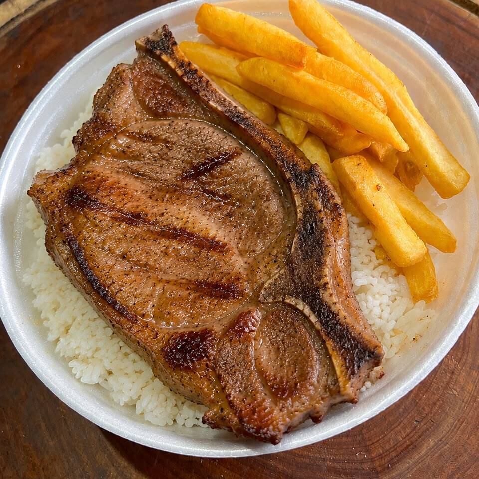 Arroz, feijão, batata frita e Bisteca. Marmitex Pequena Serve Somente Uma Pessoa!!! 350g Total.