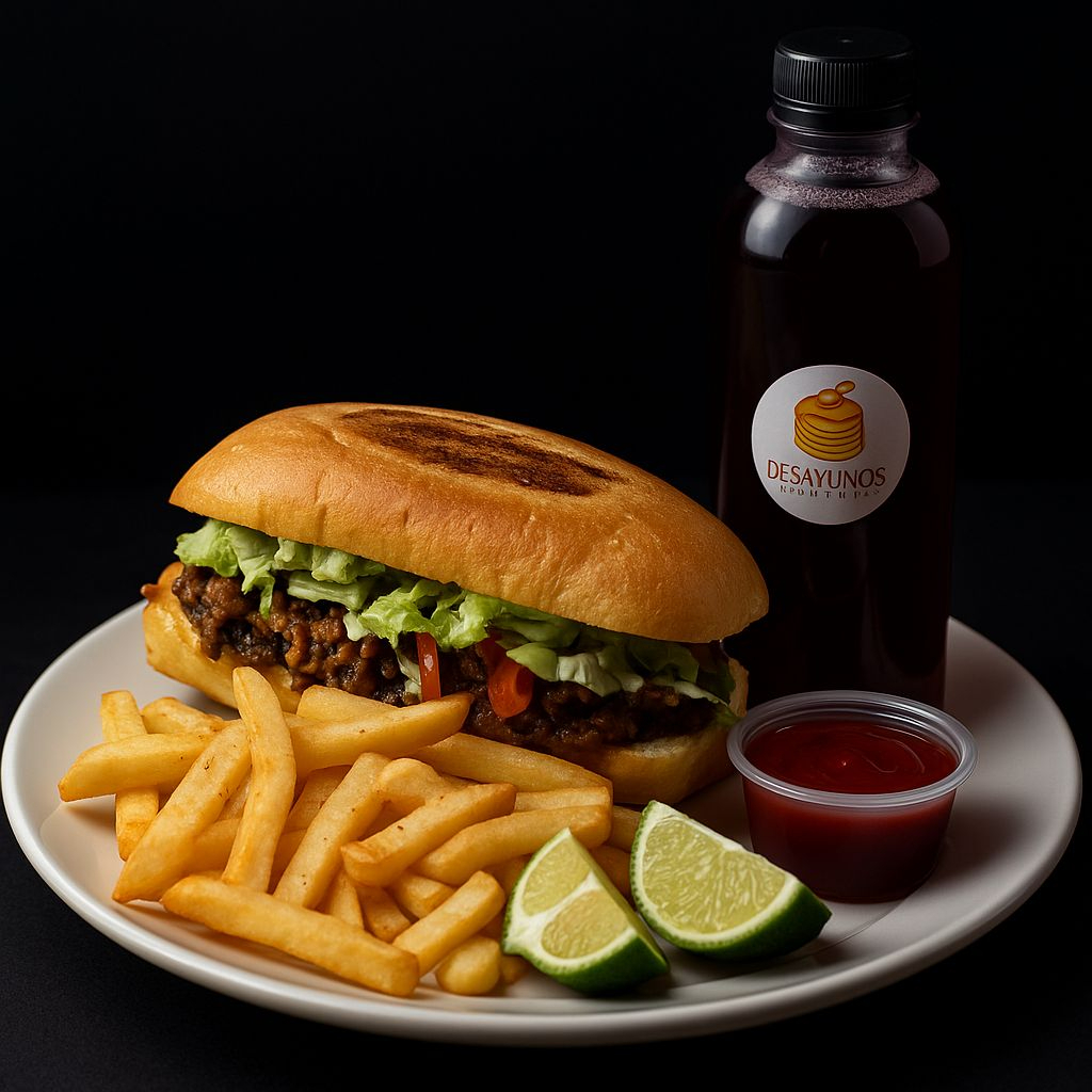 TORTA DE ASADA CON PAPAS + AGUA