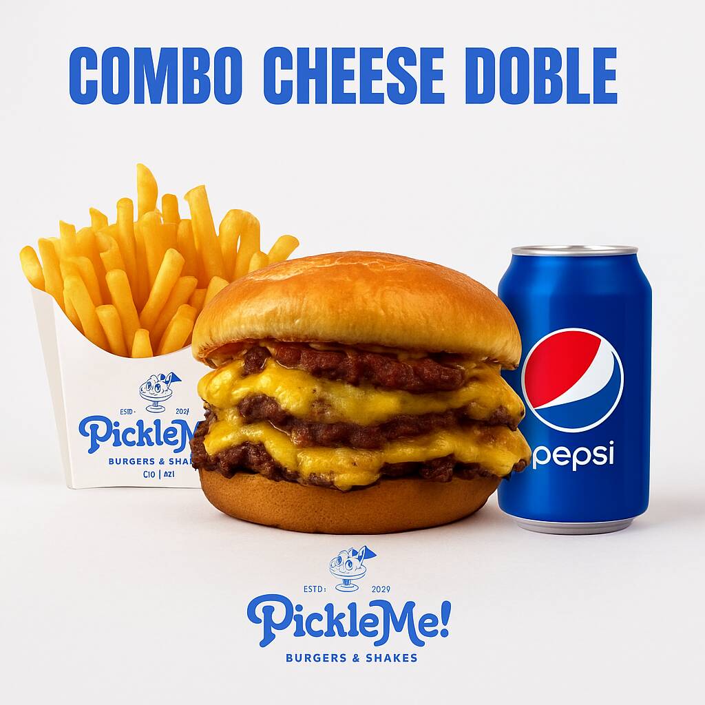 COMBO CHEESE BURGER DOBLE, PAPAS Y REFRESCO