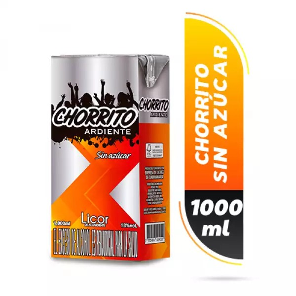 Aguardiente Chorrito sin Azucar Cartón 1000 ml