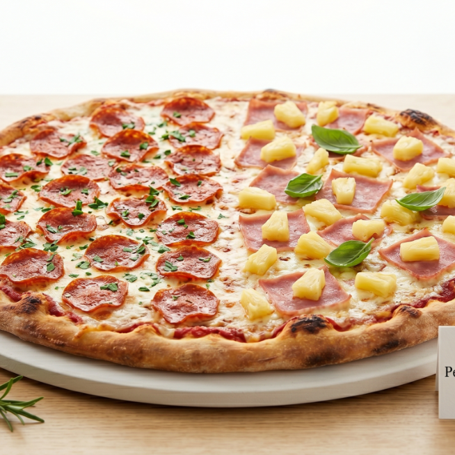 1 Pizza Jumbo Mitad Peperoni Mitad Hawaina