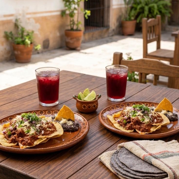 2 Chilaquiles con Cochinita y 2 Aguas 1/2 L