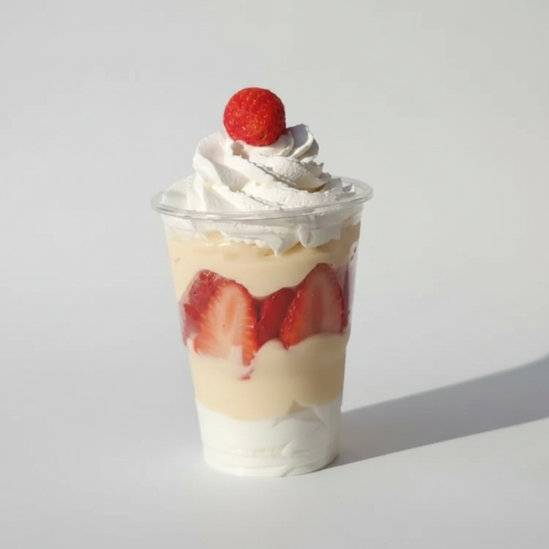 Chantymouse de leite em pó, creme de ninho e morango.