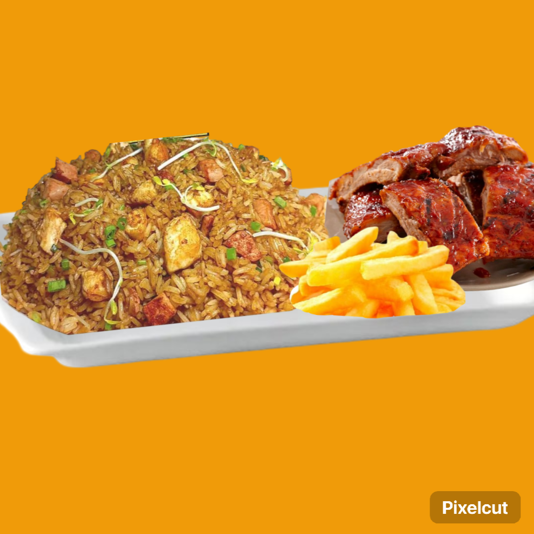 COMBO ~ 3 Personas Mas 4 Costillas BBQ Mas Papas