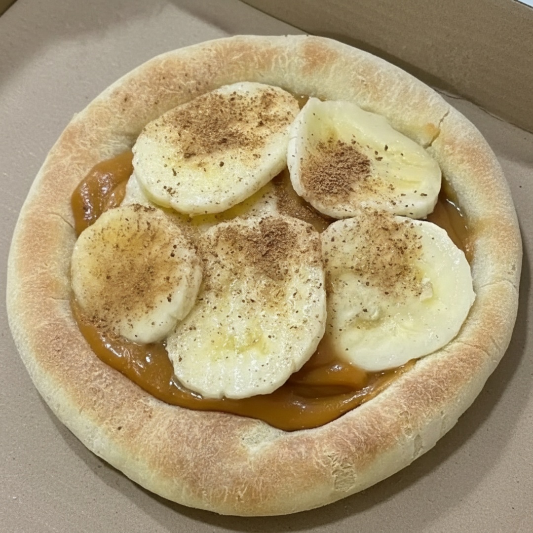 Doce de leite, banana e canela.