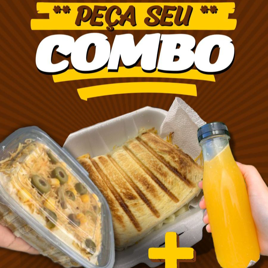 01 sanduíche americano (INDIVIDUAL) + 01 misto de frango desfiado e queijo + 01 suco de maracujá